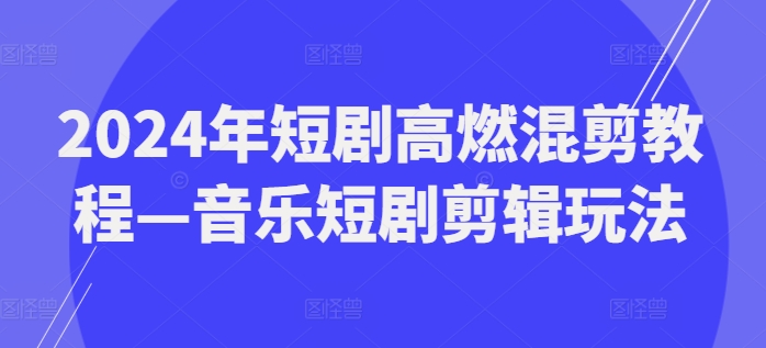 2024年短剧高燃混剪教程—音乐短剧剪辑玩法-我爱找机会 - 学习赚钱技能, 掌握各行业视频教程