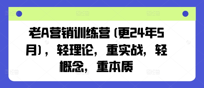 老A营销训练营(更24年6月)，轻理论，重实战，轻概念，重本质-我爱找机会 - 学习赚钱技能, 掌握各行业视频教程