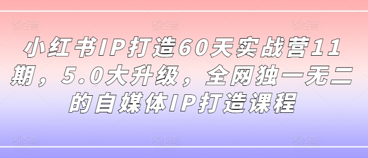 小红书IP打造60天实战营11期，5.0大升级，全网独一无二的自媒体IP打造课程-我爱找机会 - 学习赚钱技能, 掌握各行业视频教程