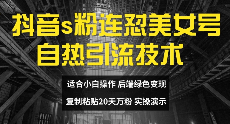 抖音s粉连怼美女号自热引流技术复制粘贴，20天万粉账号，无需实名制，矩阵操作【揭秘】-我爱找机会 - 学习赚钱技能, 掌握各行业视频教程