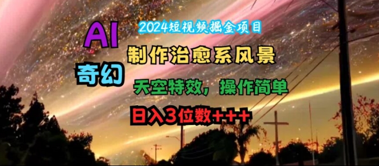 2024短视频掘金项目，AI制作治愈系风景，奇幻天空特效，操作简单，日入3位数【揭秘】-我爱找机会 - 学习赚钱技能, 掌握各行业视频教程