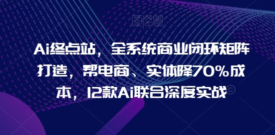 Ai终点站，全系统商业闭环矩阵打造，帮电商、实体降70%成本，12款Ai联合深度实战【0906更新】-我爱找机会 - 学习赚钱技能, 掌握各行业视频教程