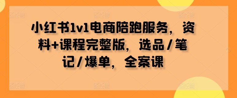 小红书1v1电商陪跑服务，资料+课程完整版，选品/笔记/爆单，全案课-我爱找机会 - 学习赚钱技能, 掌握各行业视频教程