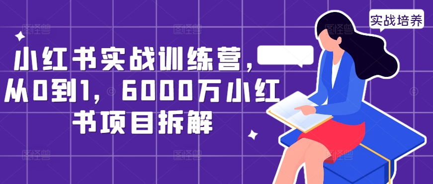 小红书实战训练营，从0到1，6000万小红书项目拆解-我爱找机会 - 学习赚钱技能, 掌握各行业视频教程