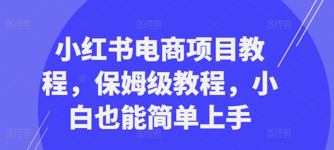 小红书电商项目教程，保姆级教程，小白也能简单上手-我爱找机会 - 学习赚钱技能, 掌握各行业视频教程