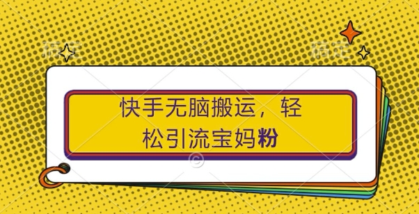 快手无脑搬运，轻松引流宝妈粉，纯小白轻松上手【揭秘】-我爱找机会 - 学习赚钱技能, 掌握各行业视频教程