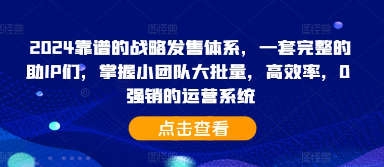 2024靠谱的战略发售体系，一套完整的助IP们，掌握小团队大批量，高效率，0 强销的运营系统-我爱找机会 - 学习赚钱技能, 掌握各行业视频教程