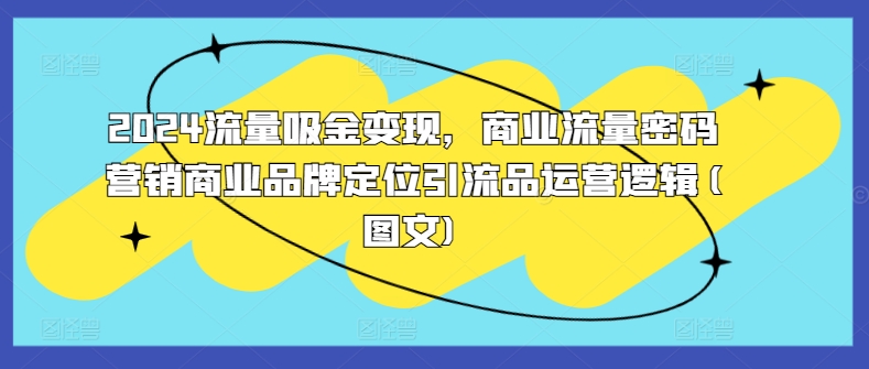 2024流量吸金变现，商业流量密码营销商业品牌定位引流品运营逻辑(图文)-我爱找机会 - 学习赚钱技能, 掌握各行业视频教程