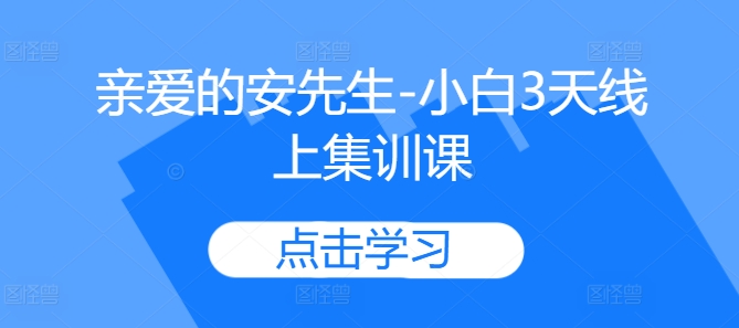 亲爱的安先生-小白3天线上集训课-我爱找机会 - 学习赚钱技能, 掌握各行业视频教程