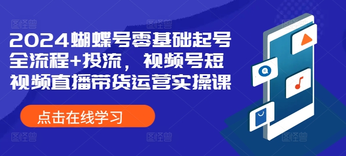 2024蝴蝶号零基础起号全流程+投流，视频号短视频直播带货运营实操课-我爱找机会 - 学习赚钱技能, 掌握各行业视频教程