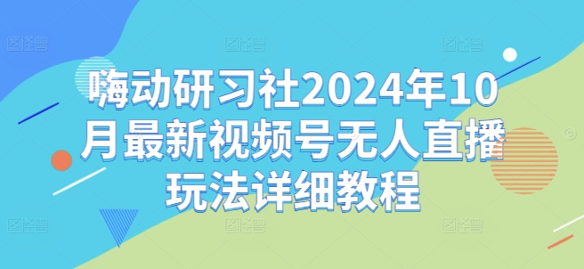 嗨动研习社2024年10月最新视频号无人直播玩法详细教程-我爱找机会 - 学习赚钱技能, 掌握各行业视频教程