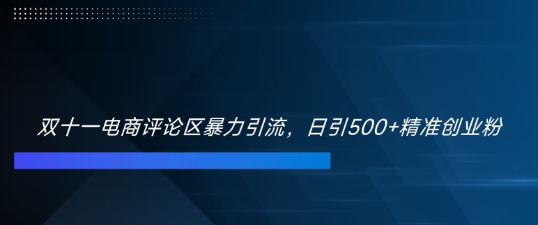 双十一电商评论区暴力引流，日引500+精准创业粉【揭秘】-我爱找机会 - 学习赚钱技能, 掌握各行业视频教程