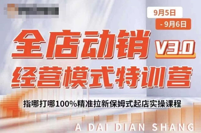 全店动销经营模式特训营，指哪打哪100%精准拉新保姆式起店实操课程-我爱找机会 - 学习赚钱技能, 掌握各行业视频教程