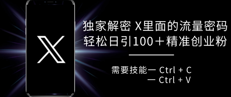 独家解密 X 里面的流量密码，复制粘贴轻松日引100+-我爱找机会 - 学习赚钱技能, 掌握各行业视频教程