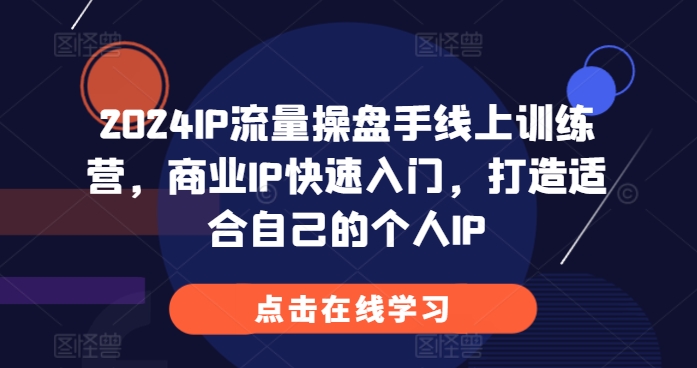 2024IP流量操盘手线上训练营，商业IP快速入门，打造适合自己的个人IP-我爱找机会 - 学习赚钱技能, 掌握各行业视频教程