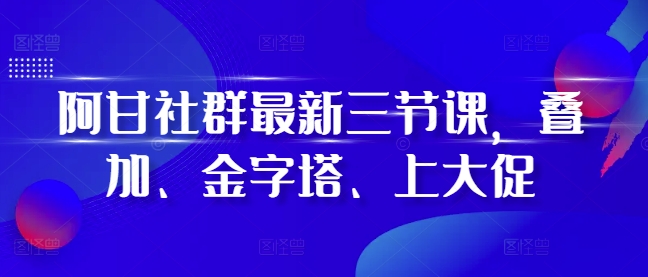 阿甘社群最新三节课，叠加、金字塔、上大促-我爱找机会 - 学习赚钱技能, 掌握各行业视频教程