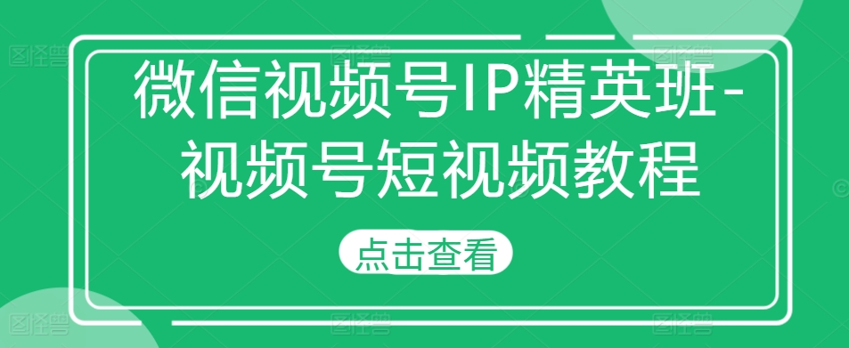 微信视频号IP精英班-视频号短视频教程-我爱找机会 - 学习赚钱技能, 掌握各行业视频教程