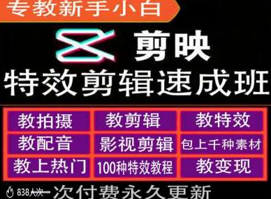 剪映特效教程和运营变现教程，特效剪辑速成班，专教新手小白-我爱找机会 - 学习赚钱技能, 掌握各行业视频教程