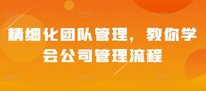 精细化团队管理，教你学会公司管理流程-我爱找机会 - 学习赚钱技能, 掌握各行业视频教程