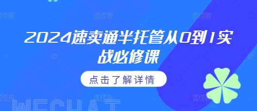 2024速卖通半托管从0到1实战必修课，掌握通投广告打法、熟悉速卖通半托管的政策细节-我爱找机会 - 学习赚钱技能, 掌握各行业视频教程