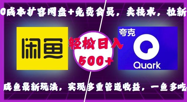 0成本扩容网盘+免费会员，卖技术，拉新，咸鱼最新玩法，实现多重管道收益，一鱼多吃，轻松日入500+-我爱找机会 - 学习赚钱技能, 掌握各行业视频教程