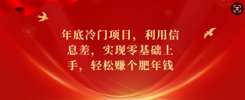 年底冷门项目，利用信息差，实现零基础上手，轻松赚个肥年钱【揭秘】-我爱找机会 - 学习赚钱技能, 掌握各行业视频教程