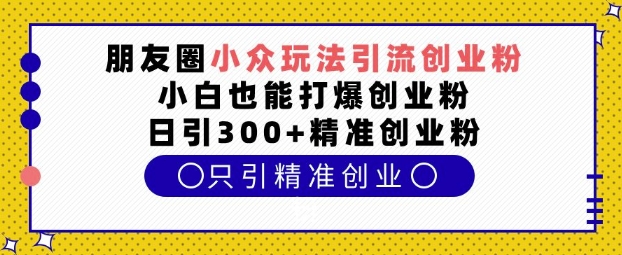 朋友圈小众玩法引流创业粉，小白也能打爆创业粉，日引300+精准创业粉【揭秘】-我爱找机会 - 学习赚钱技能, 掌握各行业视频教程