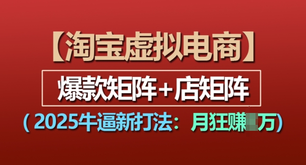 淘宝虚拟电商，2025牛逼新打法：爆款矩阵+店矩阵，月入过万-我爱找机会 - 学习赚钱技能, 掌握各行业视频教程