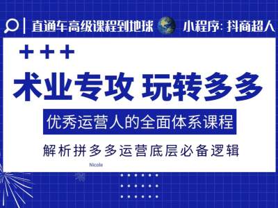 术业专攻玩转多多，优秀运营人的全面体系课程，解析拼多多运营底层必备逻辑-我爱找机会 - 学习赚钱技能, 掌握各行业视频教程