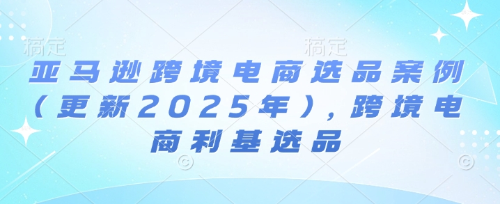 亚马逊跨境电商选品案例(更新2025年)，跨境电商利基选品-我爱找机会 - 学习赚钱技能, 掌握各行业视频教程