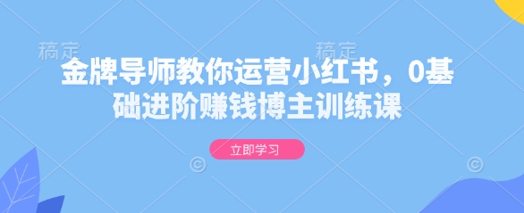 金牌导师教你运营小红书，0基础进阶赚钱博主训练课-我爱找机会 - 学习赚钱技能, 掌握各行业视频教程