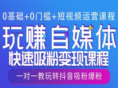 0基础+0门槛+短视频运营课程，玩赚自媒体快速吸粉变现课程，一对一教玩转抖音吸粉爆粉-我爱找机会 - 学习赚钱技能, 掌握各行业视频教程